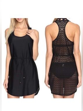 Prana Women's Black Eisley Sleeveless Cover-Up Tunic Swimwear—S